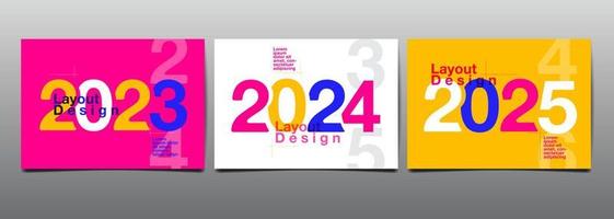 template layout design 2023, 2024, 2025, typography,  cover book. presentation abstract flat dsign vector