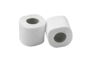 Two rolls of white tissue paper or napkin isolated on white background with clipping path photo