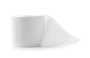 Single roll of white tissue paper or napkin isolated on white background with clipping path photo