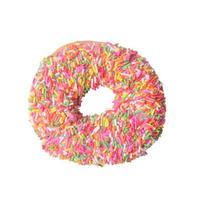 Top view of colorful glazed donut isolated on white background with clipping path photo