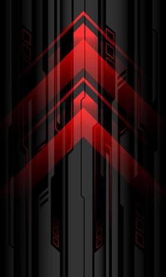 Abstract red arrow black cyber circuit direction shadow on grey metallic design modern technology futuristic background vector