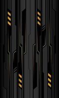 Abstract yellow black cyber circuit shadow on grey metallic design modern technology futuristic background vector