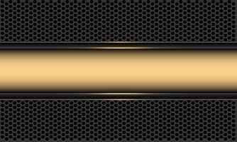 Abstract gold banner on grey metallic hexagon mesh geometric design modern luxury futuristic background vector