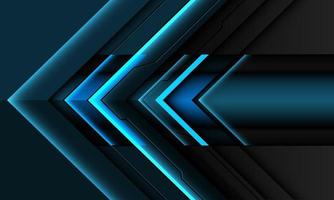 Abstract blue metallic arrow black line cyber direction design modern futuristic background vector