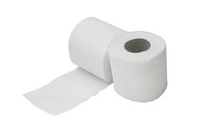 Two rolls of white tissue paper or napkin isolated on white back photo