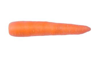 Top view photo of single fresh orange carrot vegetable isolated on white background with clipping path