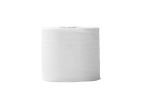 Single roll of white tissue paper or napkin isolated on white background photo