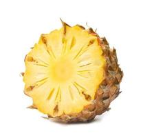 Close up photo of half of pineapple isolated on white background with clipping path