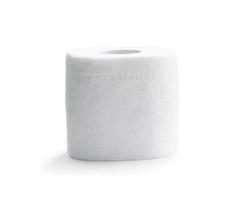 Single roll of white tissue paper or napkin isolated on white background with clippinng path photo