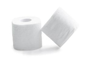 Two rolls of white tissue paper or napkin isolated on white background with clipping path photo