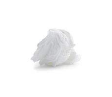 Single screwed or crumpled tissue paper or napkin after use isolated on white background with clipping path photo