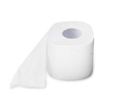 Single roll of white tissue paper or napkin isolated on white background with clipping path, Close up photo