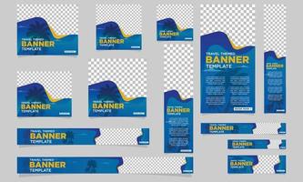 travel web banner templates with image placement places vector