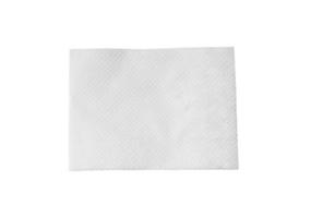 Top view of single folded white tissue paper or napkin isolated on white background photo