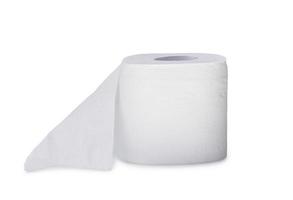 Single roll of white tissue paper or napkin isolated on white background with clipping path photo