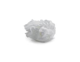 Single screwed or crumpled tissue paper after use isolated on white background with clipping path photo