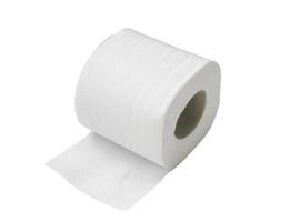 Single roll of white tissue paper or napkin isolated on white background with clipping path photo