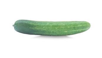 Single green fresh cucumber vegetable isolated on white background with clipping path photo