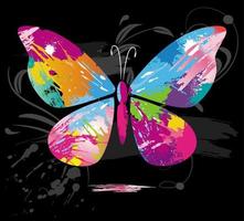 Butterfly from color splashes and line brushes vector