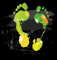 Foot print from color splashes and line brushes vector