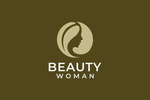 diseño de logotipo de cabello de mujer de belleza femenina en espacio negativo vector