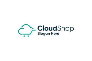 Cloud shop line art logo design vector