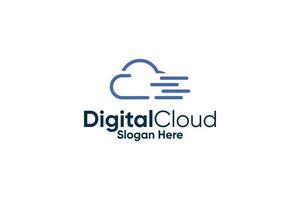 icono de logotipo de tecnología de nube digital vector