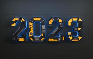 New year 2023 made from Robot alphabet. photo