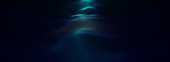 Futuristic blue particle wave. The concept of big data. Network connection. Cybernetics. Abstract dark background. 3d rendering. photo