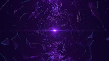 Abstract purple background. A futuristic tunnel of moving lines and dots. Network connection. Internet connection worldwide. Visualization of big data. 3d rendering. photo