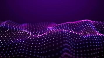 Futuristic wave. The concept of big data. Network connection. Cybernetics. Abstract dark background of blue and purple lines with dots. 3d rendering. photo
