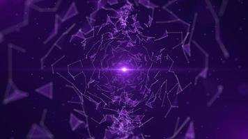 Abstract purple background. A futuristic tunnel of moving lines and dots. Network connection. Internet connection worldwide. Visualization of big data. 3d rendering. photo
