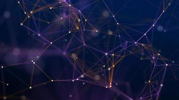 Abstract blue background with moving lines and dots. Network connection. Worldwide Internet connection. Visualization of big data. 3d rendering. photo