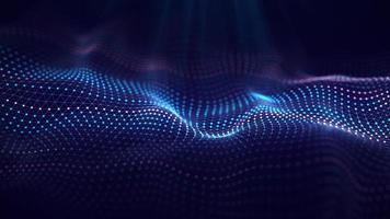 Futuristic glowing wave. The concept of big data. Network connection. Cybernetics. Abstract dark background of blue and purple lines with dots. 3d rendering. photo