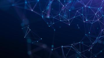 Abstract blue background with moving lines and dots. Network connection. Worldwide connection to the Internet. 3d rendering. photo