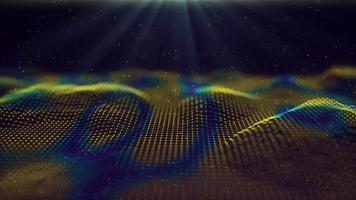 Futuristic glowing wave. The concept of big data. Network connection. Cybernetics. Abstract dark background of dots connected by lines. Digital landscape. 3d rendering. photo