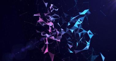 3D illustration. Abstract polygonal space with moving colored triangles and lines. Technologies and cybernetics. Futuristic digital network concept. 3d rendering photo