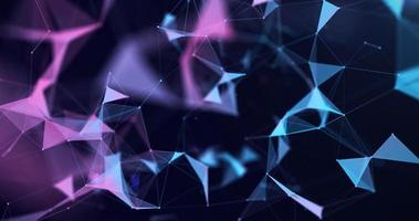 3D illustration. Abstract polygonal space with moving colored triangles and lines. Technologies and cybernetics. Futuristic digital network concept. 3d rendering photo