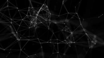 Abstract dark background with moving white lines and dots. Network connection. Worldwide Internet connection. Illustration of big data. 3d rendering. photo