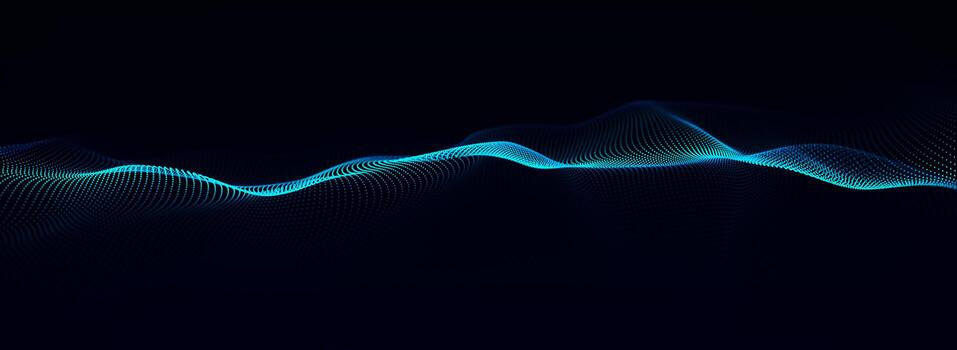 onda futurista de partículas azules. el concepto de grandes datos. conexión de red. cibernética. fondo oscuro abstracto. representación 3d foto