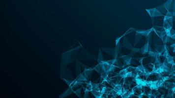 Abstract blue background with moving lines and triangles. The concept of big data, technology and science. Connection to the World Wide Web. 3d rendering. photo