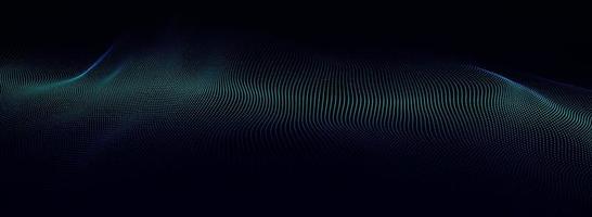 Futuristic blue particle wave. The concept of big data. Network connection. Cybernetics. Abstract dark background. 3d rendering. photo