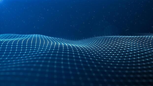 Futuristic blue wave of dots and lines. The concept of big data. Network connection. Cybernetics and technology. Abstract blue background. 3d rendering. photo