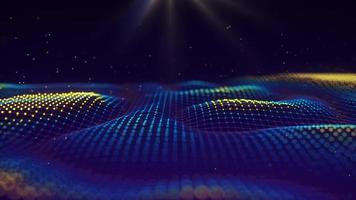 Futuristic glowing wave. The concept of big data. Network connection. Cybernetics. Abstract dark background of dots connected by lines. Digital landscape. 3d rendering. photo