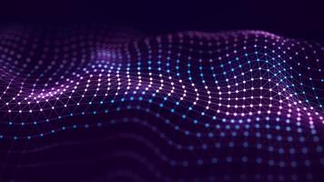 Futuristic wave. The concept of big data. Network connection. Cybernetics. Abstract dark background of blue and purple lines with dots. 3d rendering. photo