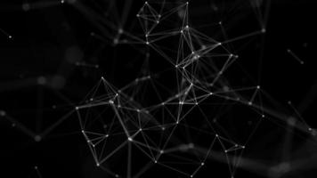 Abstract dark background with moving white lines and dots. Network connection. Worldwide Internet connection. Illustration of big data. 3d rendering. photo
