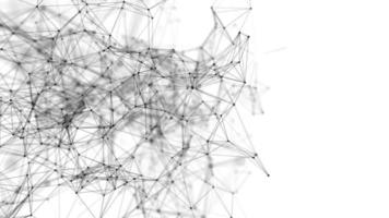 Abstract white background with moving lines and dots. Network connection. Worldwide Internet connection. Illustration of big data. 3d rendering.