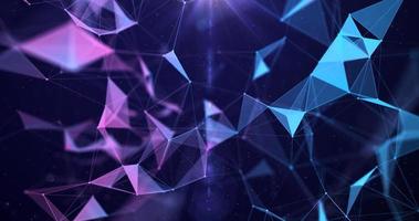 3D illustration. Abstract polygonal space with moving colored triangles and lines. Technologies and cybernetics. Futuristic digital network concept. 3d rendering photo