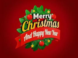 Merry christmas and happy new year with 3d empty podium and christmas ornaments background photo