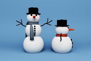 snowman winter concept 3d illustration on white background. photo